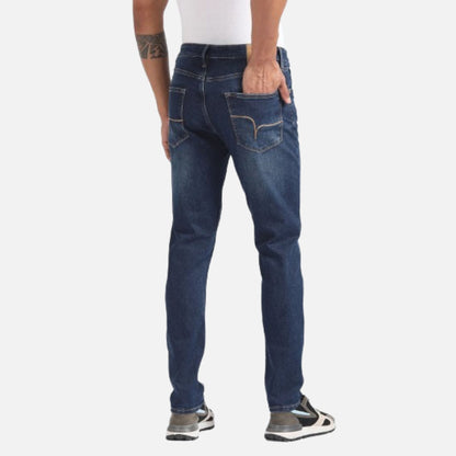 Mid Rise Slash Slim Tapered Jeans