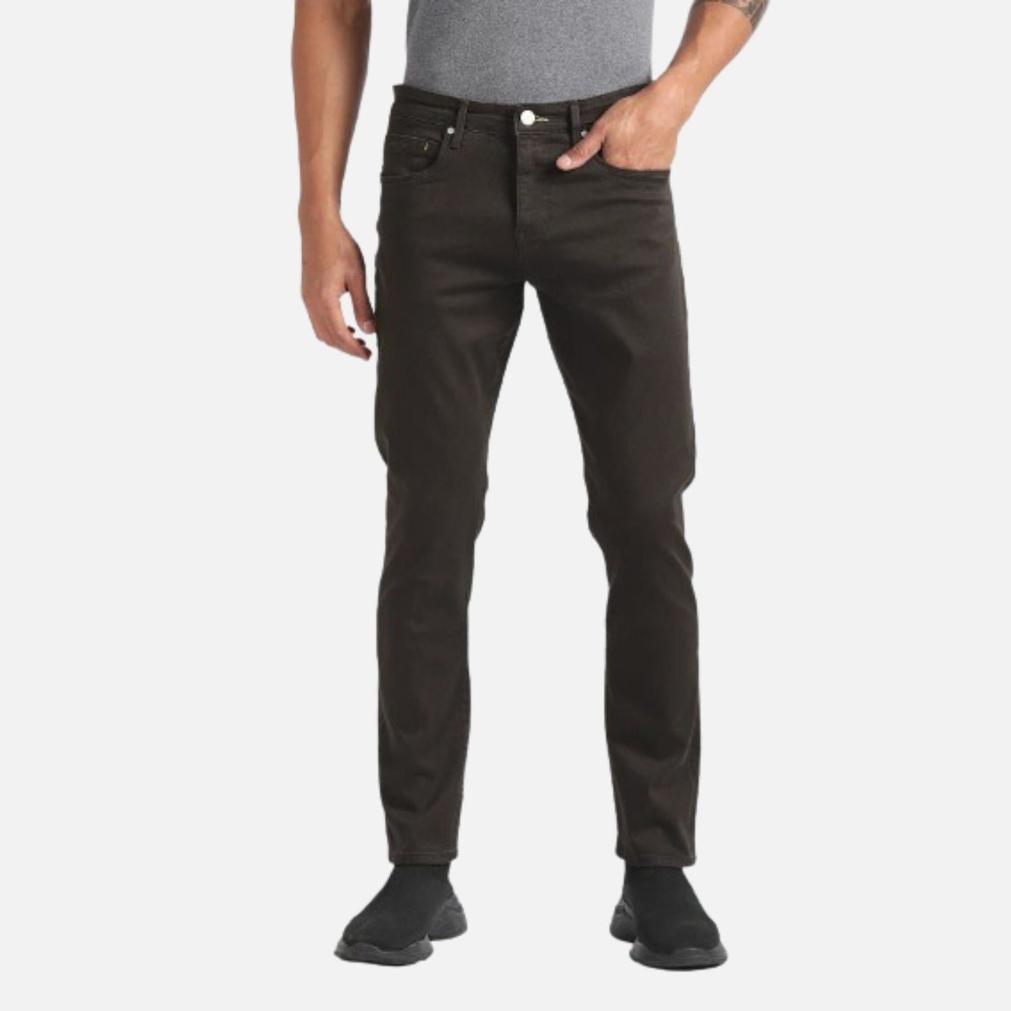 Mid Rise Slash Slim Tapered Jeans