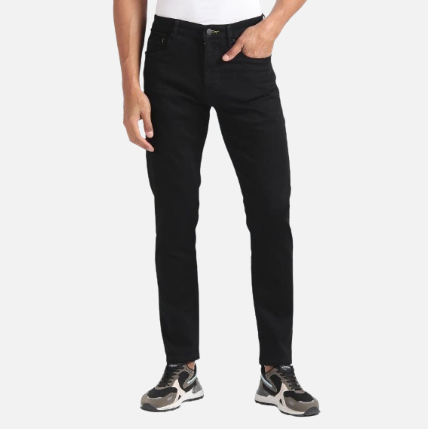 Mid Rise Slash Slim Tapered Jeans