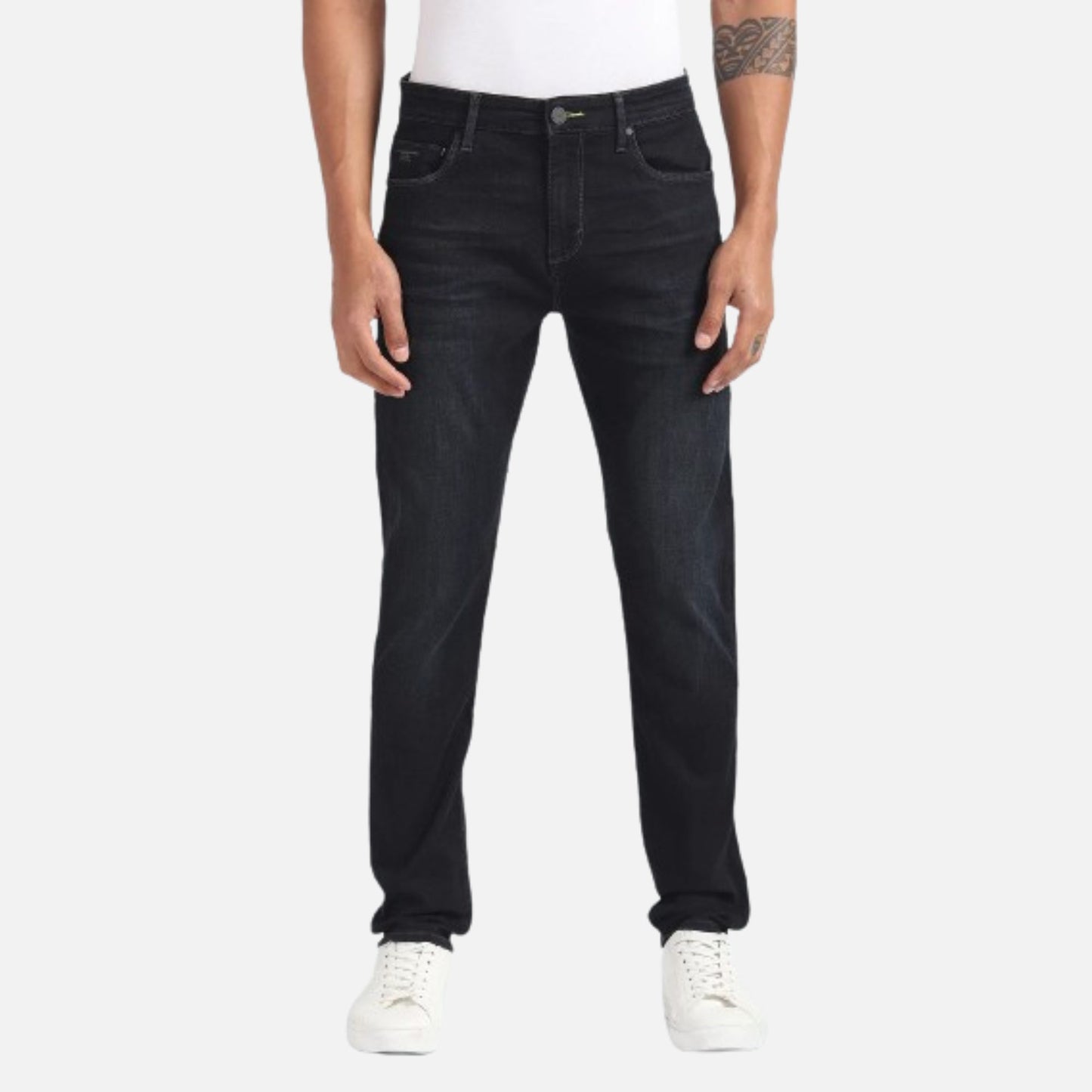 Mid Rise Slash Slim Tapered Jeans