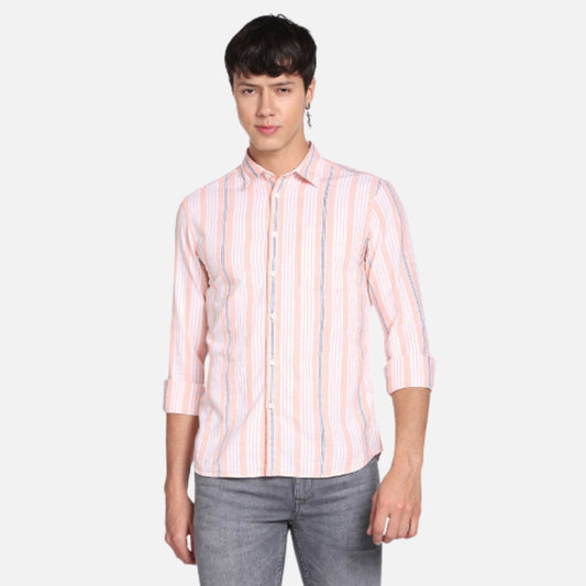 Vertical Stripe Slim Fit Casual Shirt