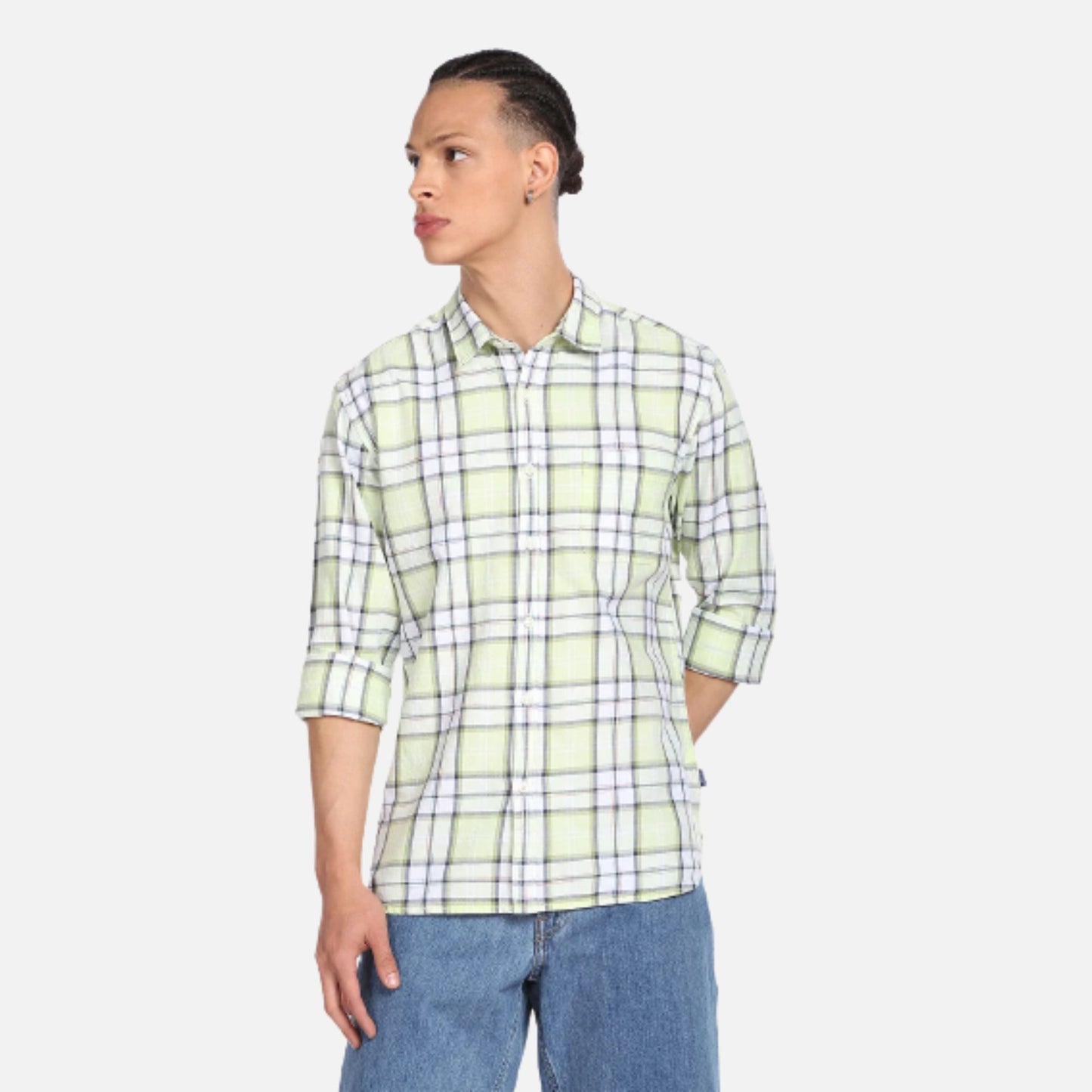 Plaid Check Twill Casual Shirt