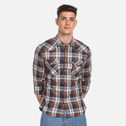 Plaid Check Cotton Casual Shirt