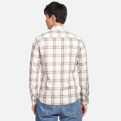 Tartan Check Button Down Collar Casual Shirt