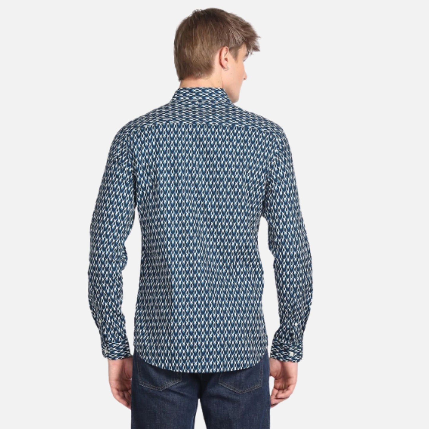 Geometric Print Cotton Casual Shirt