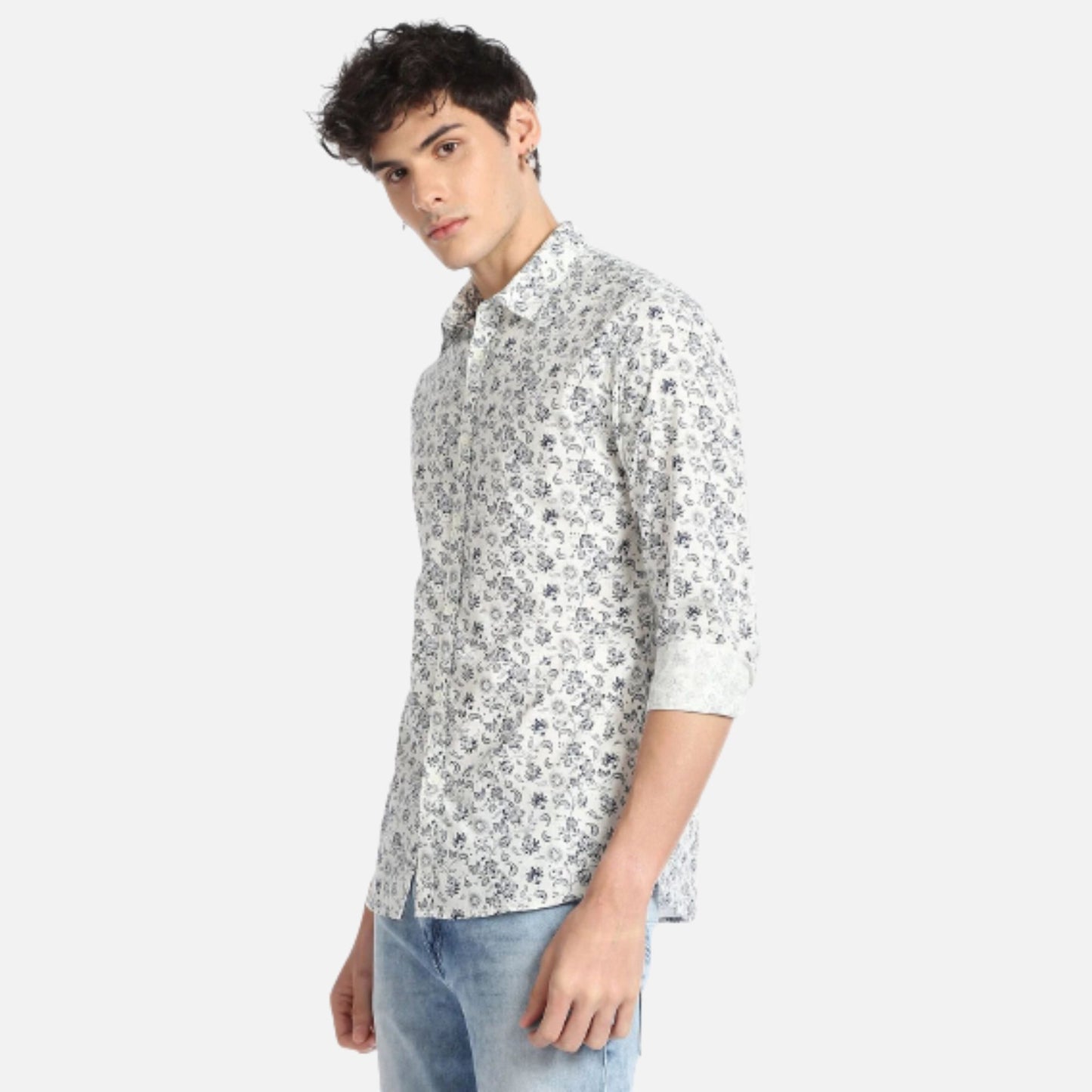 Floral Print Spread Collar Casual Shirt