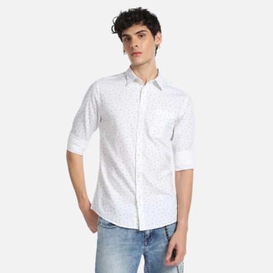 Geometric Print Cotton Casual Shirt