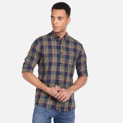 Button Down Collar Plaid Shirt