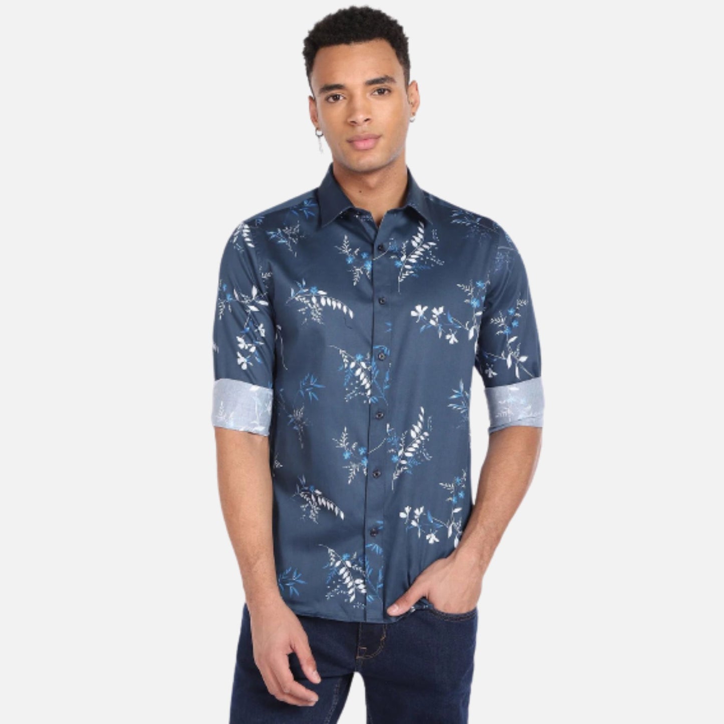 Sateen Slim Floral Shirt