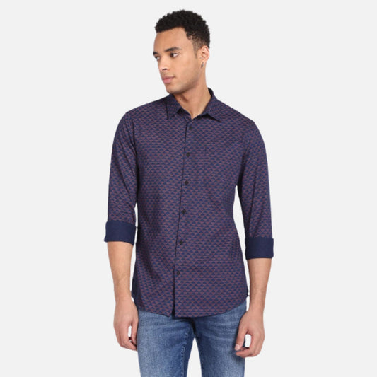 Geometric Print Cotton Twill Shirt