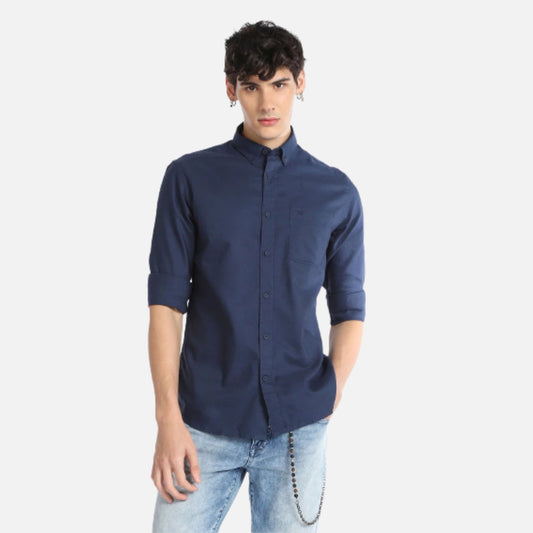 Solid Cotton Casual Shirt