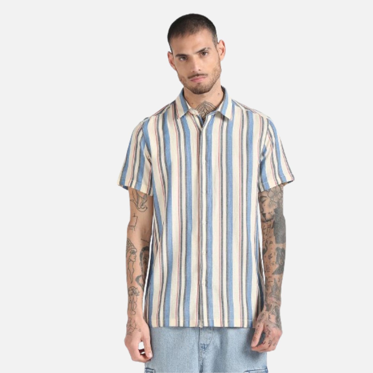 Cotton Slub Striped Shirt