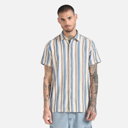 Cotton Slub Striped Shirt