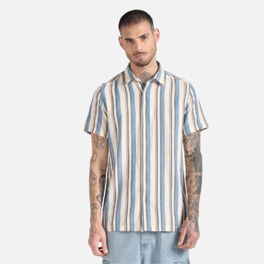 Cotton Slub Striped Shirt