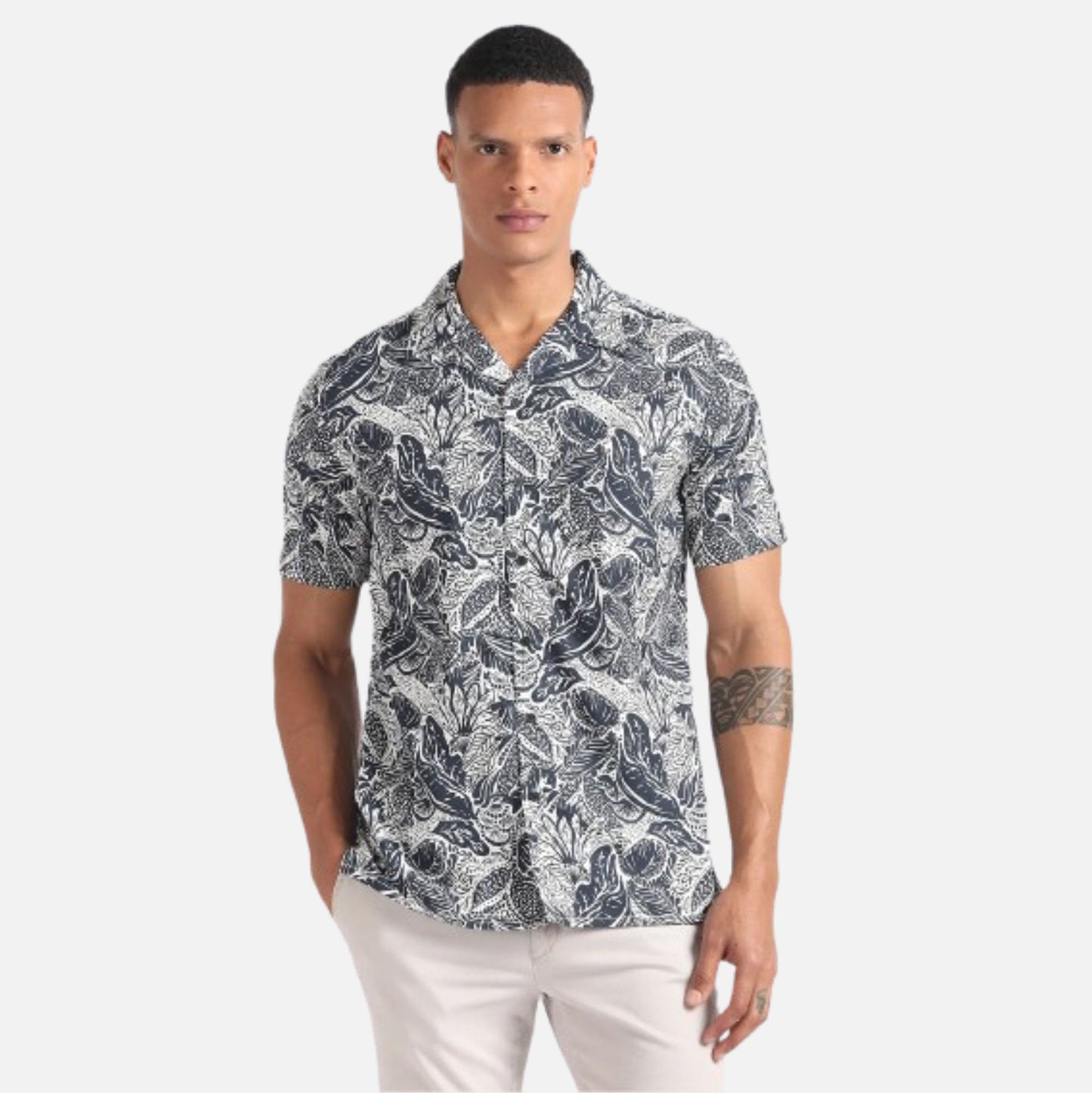 Cotton Modal Tropical Print Shirt