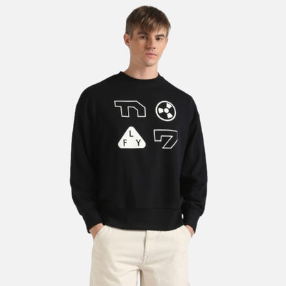 Crew Neck Rear Graphic Print Sweatshirt