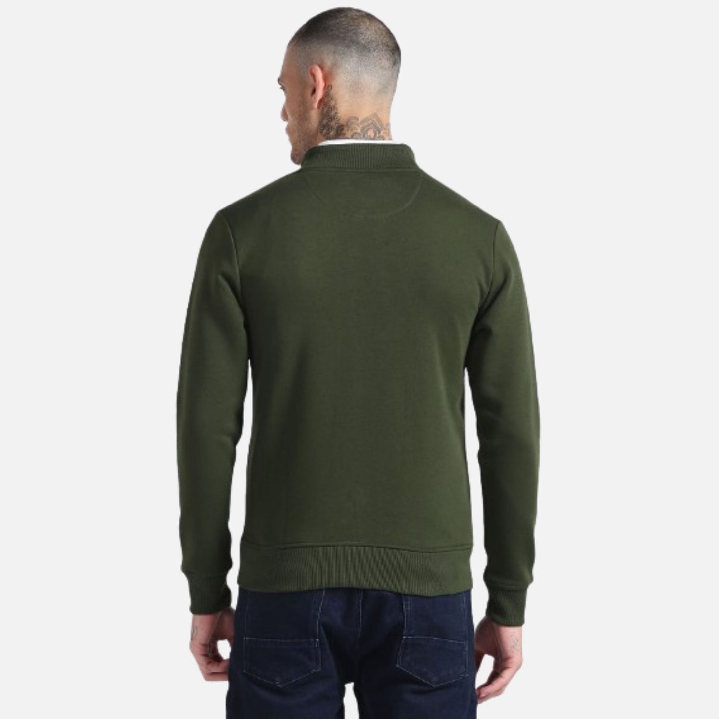 High Neck Solid Sweatshirt