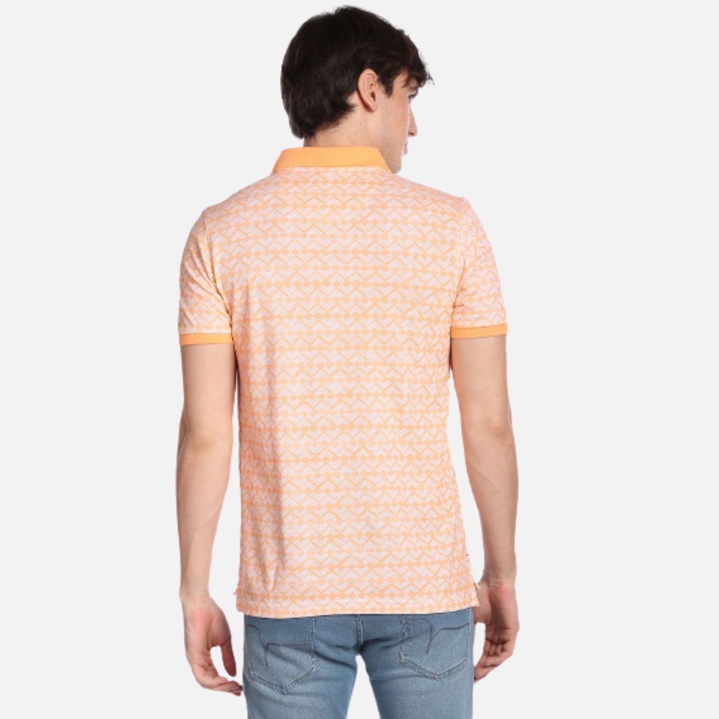 Geometric Print Cotton Polo Shirt