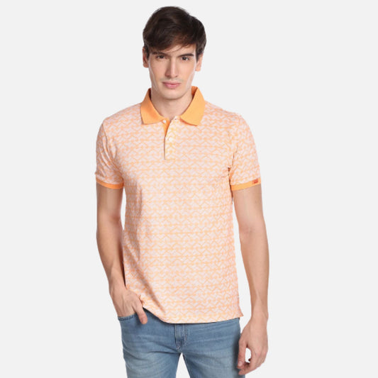 Geometric Print Cotton Polo Shirt