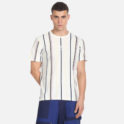 Crew Neck Vertical Stripe T-Shirt