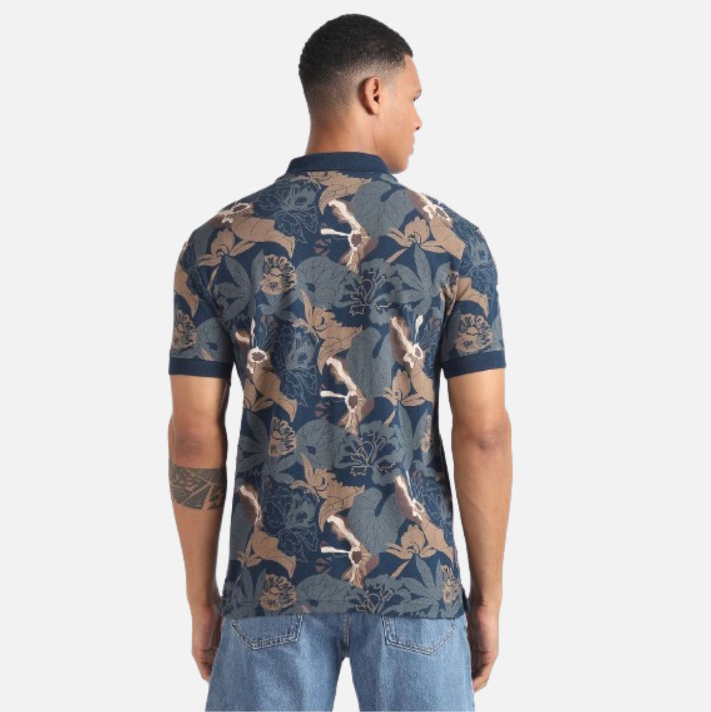 Tropical Print Pique Polo Shirt