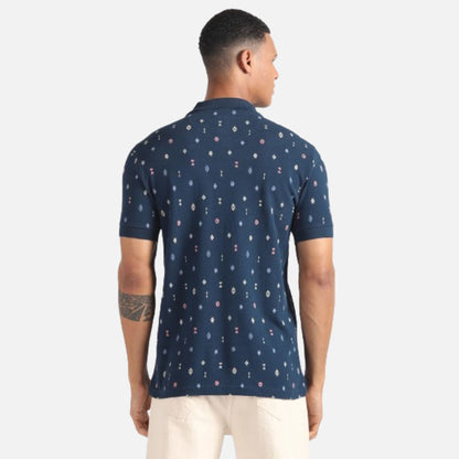 Geometric Print Cotton Polo Shirt