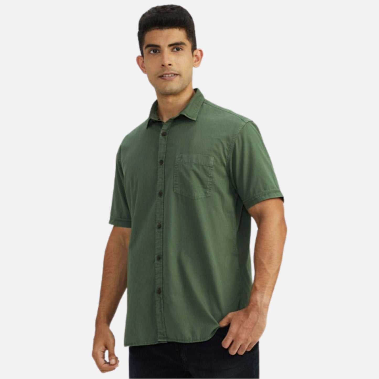 Solid Half Sleeve Cotton Shirt