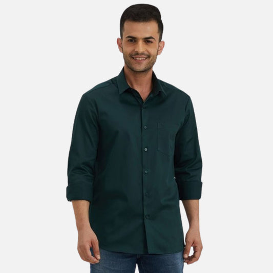 Solid Full Sleeve Cotton Stretch Shirt