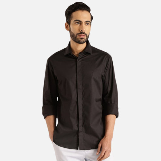 Solid Full Sleeve Cotton Stretch Shirt