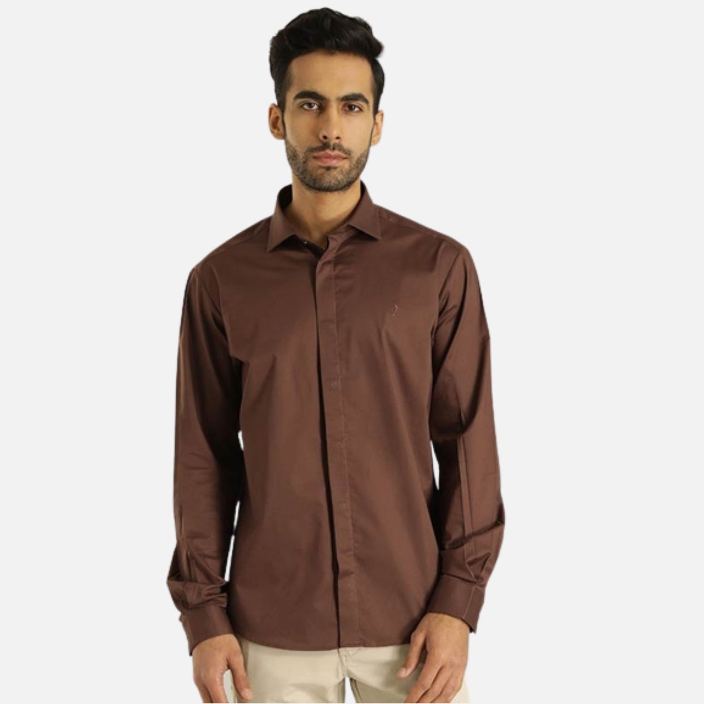 Solid Full Sleeve Cotton Stretch Shirt