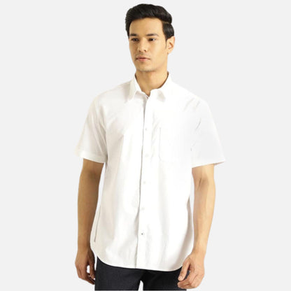 Solid Half Sleeve Cotton Stretch Shirt