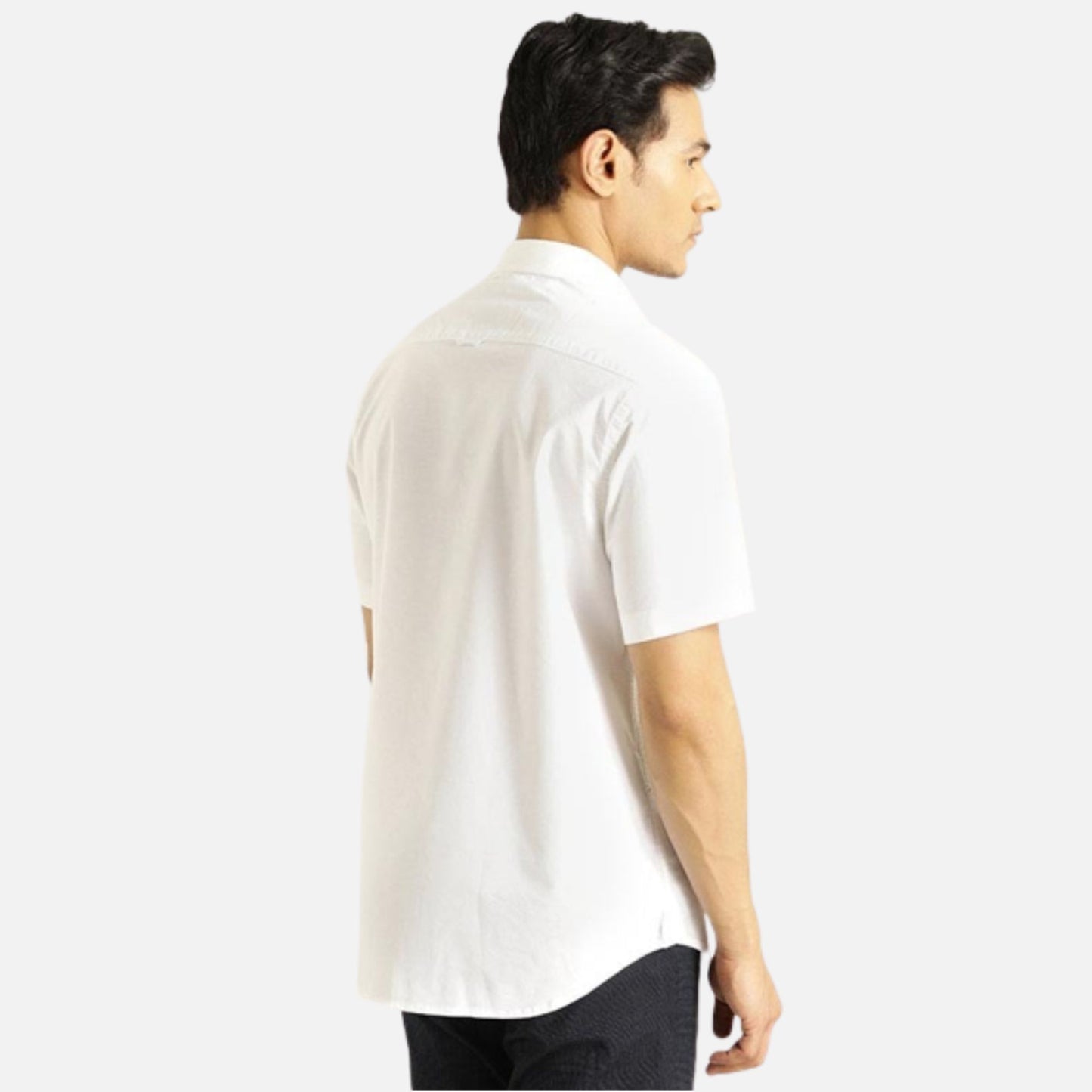 Solid Half Sleeve Cotton Stretch Shirt