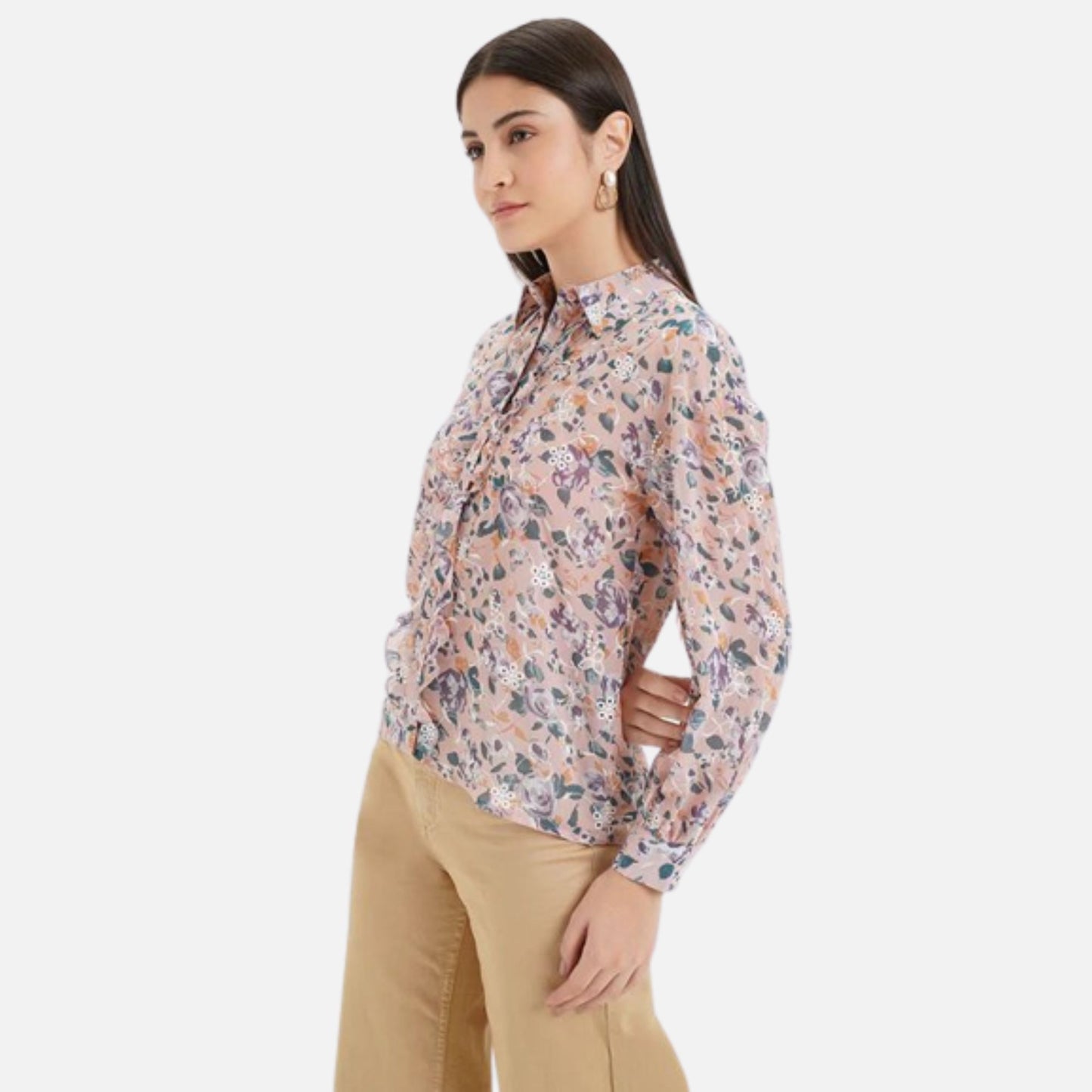 Frill Detailed Embroidered Shirt