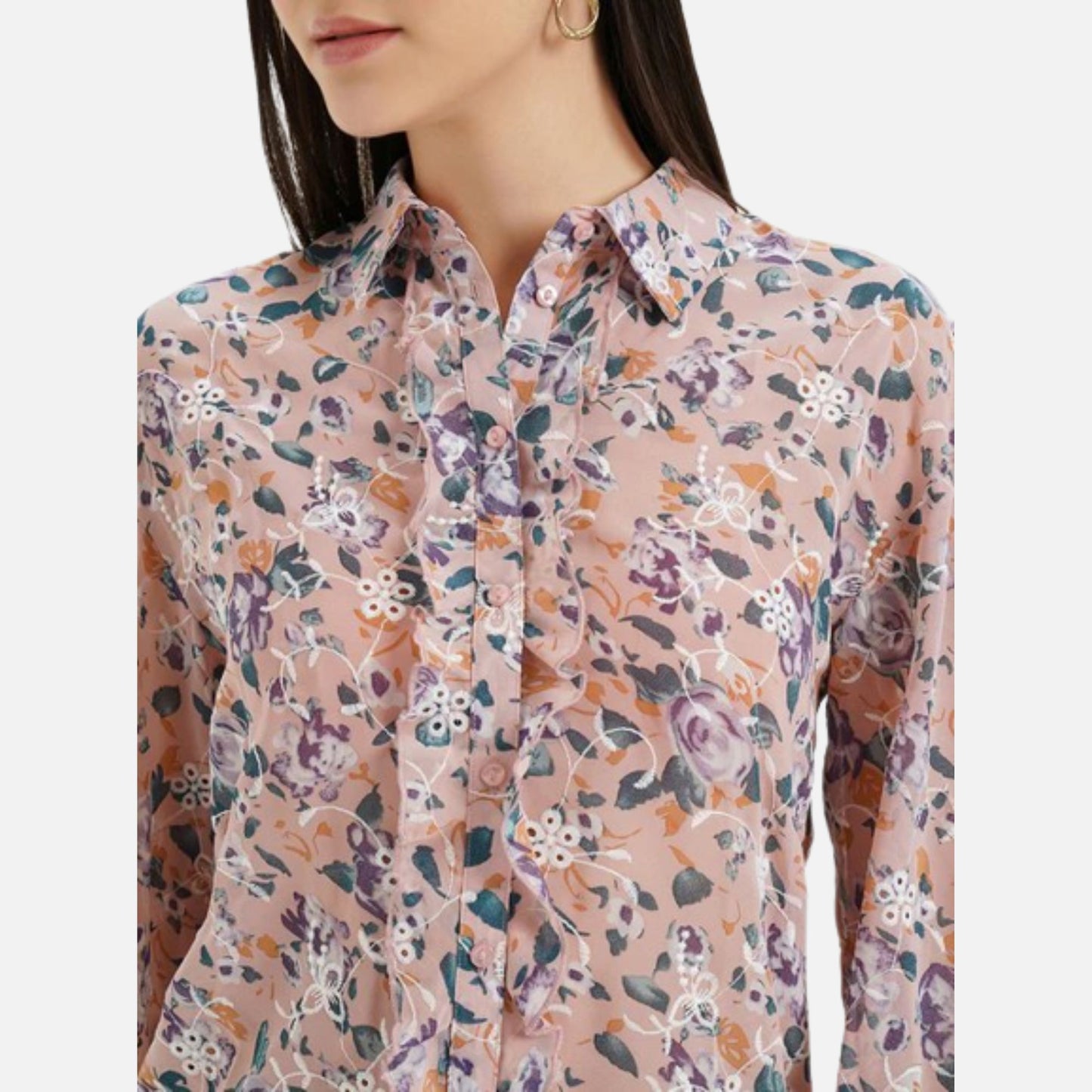 Frill Detailed Embroidered Shirt