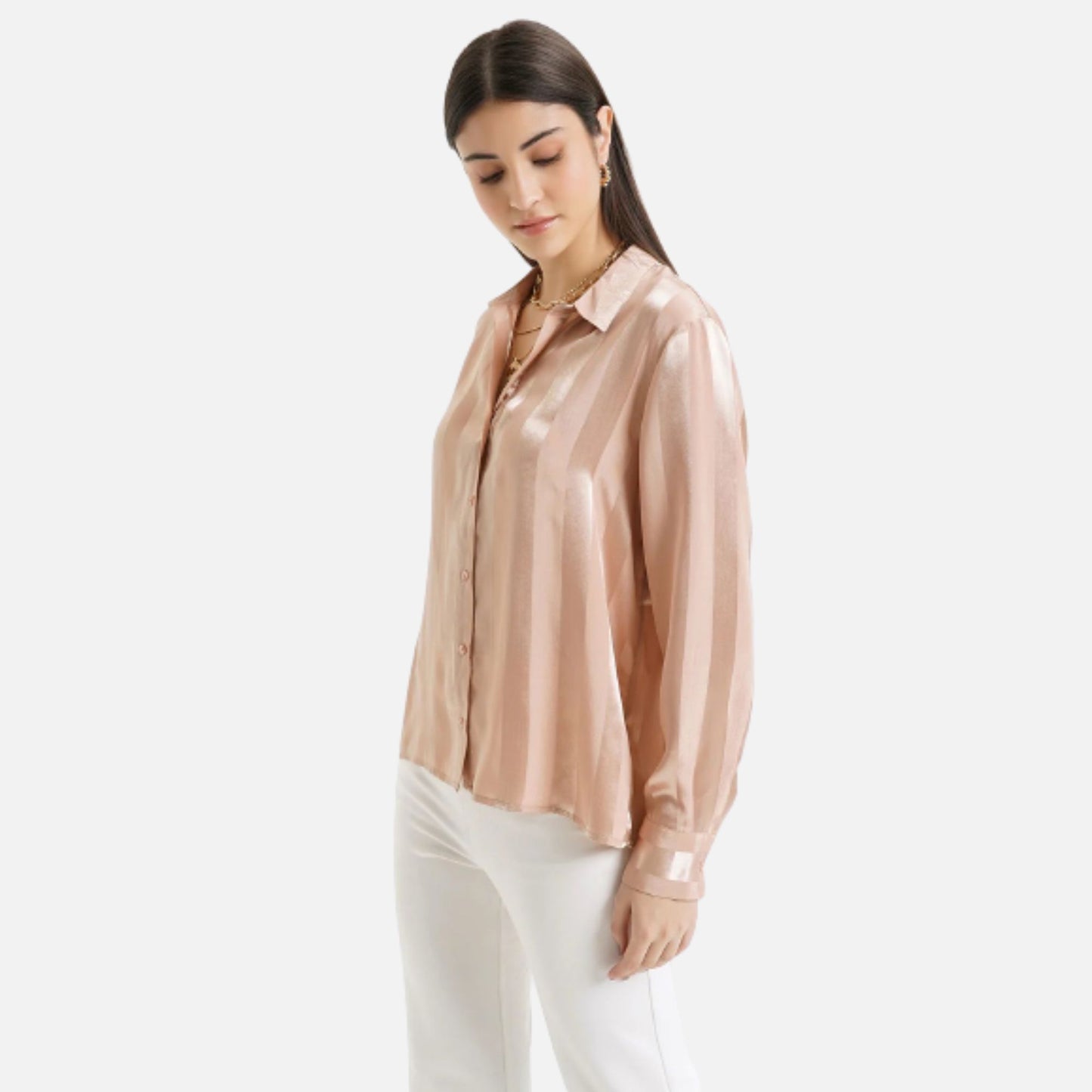 Self Stripe Satin Shirt