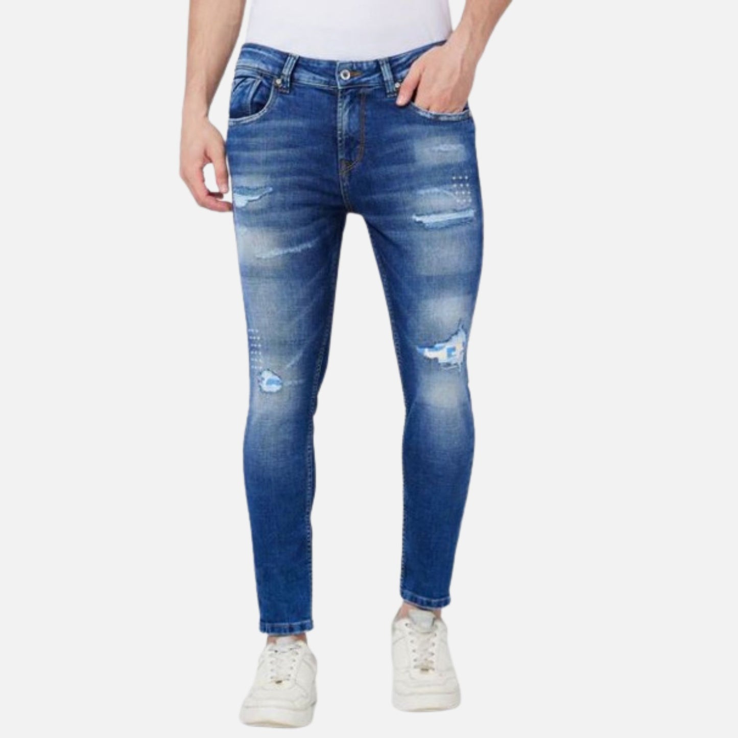 Mid Rise Tapered Fit Blue Jeans