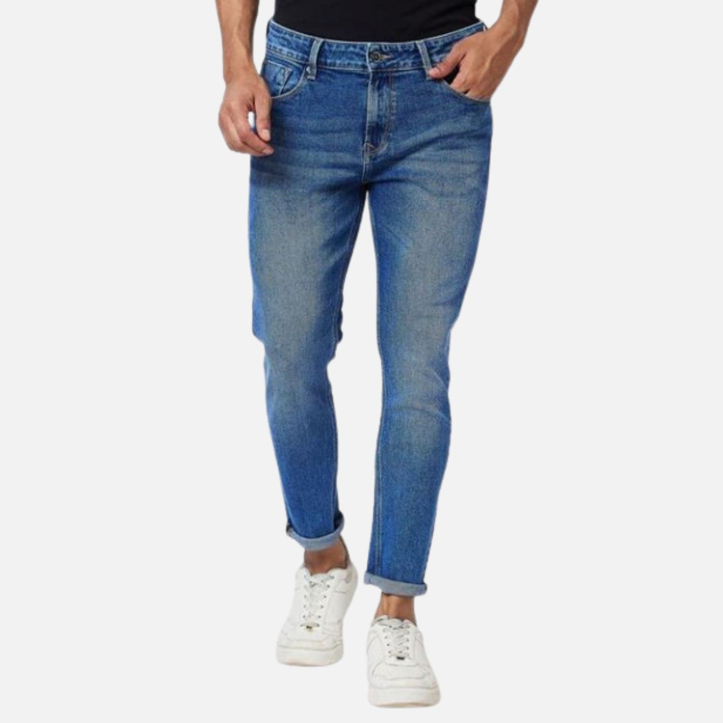 Mid Rise Tapered Fit Blue Jeans