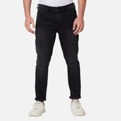 Mid Rise Tapered Fit Black Jeans