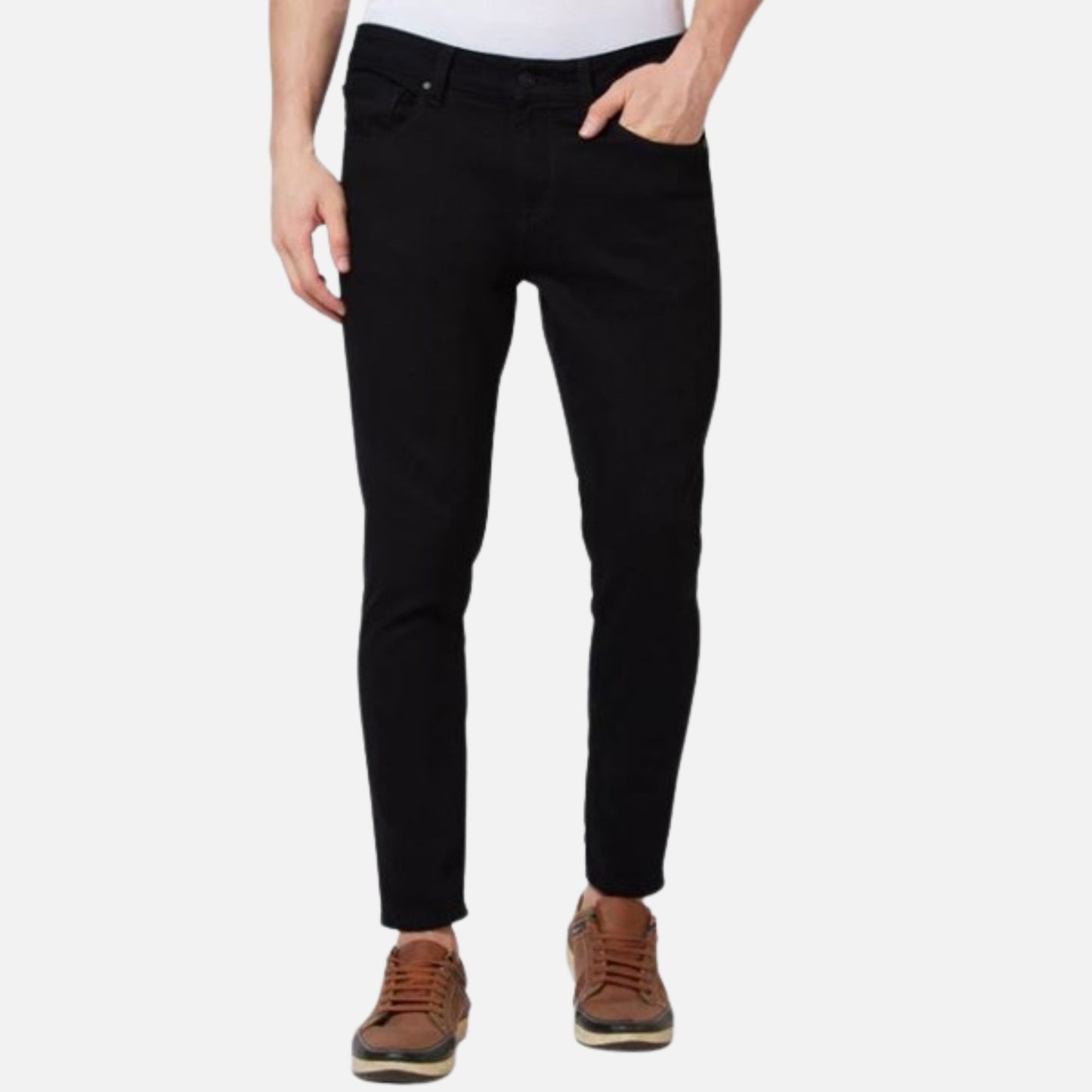 Mid Rise Tapered Fit Black Jeans