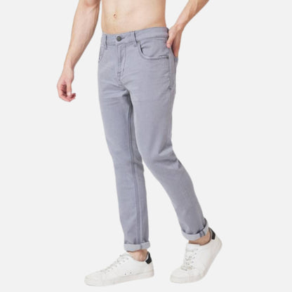 GREY COTTON SLIM FIT NARROW LENGTH CLEAN LOOK LOW RISE JEANS