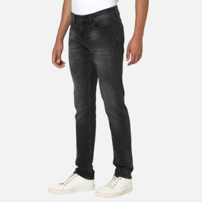 CARBON BLACK COTTON SLIM FIT NARROW LENGTH CLEAN LOOK LOW RISE STRETCHABLE JEANS