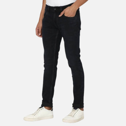 DARK BLUE COTTON SLIM FIT NARROW LENGTH CLEAN LOOK LOW RISE STRETCHABLE JEANS