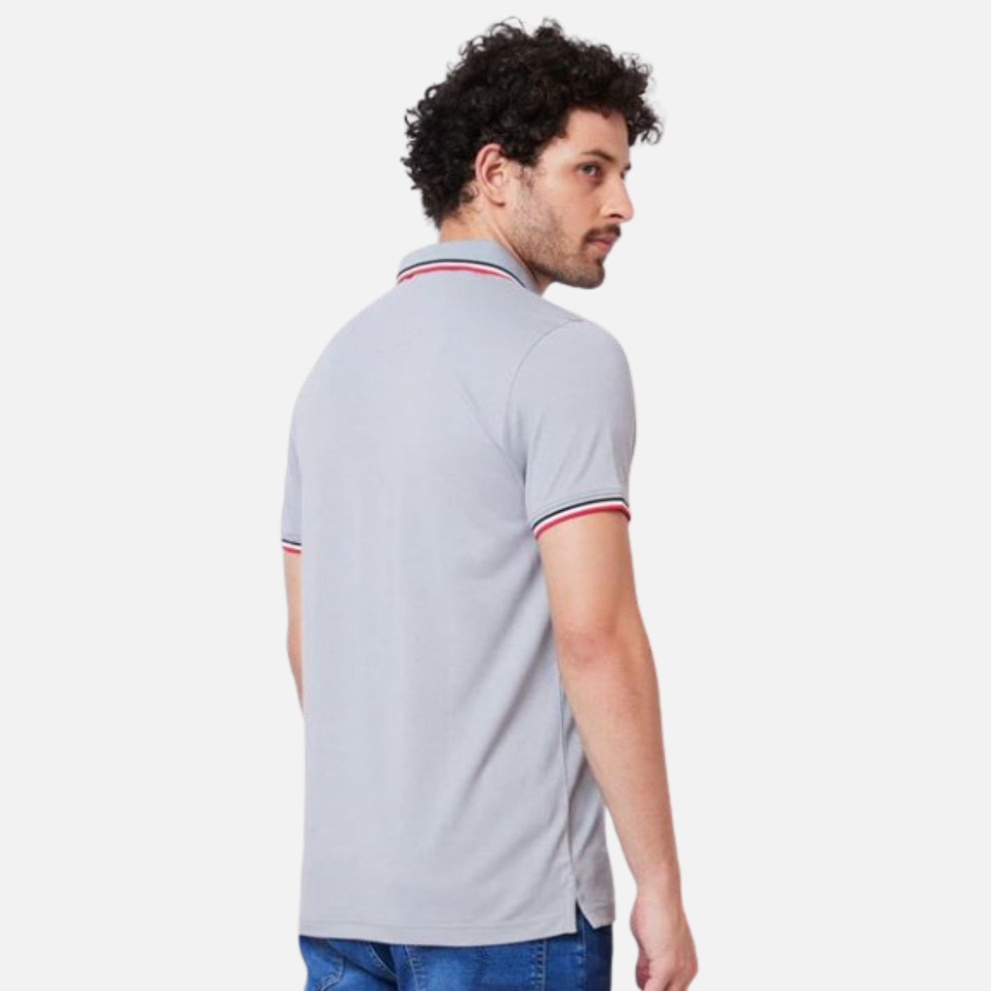 Polo Collar Half Sleeves Grey Polo