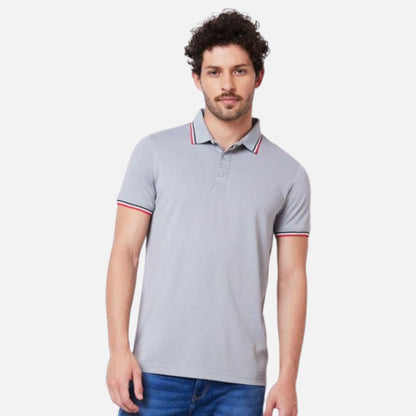 Polo Collar Half Sleeves Grey Polo