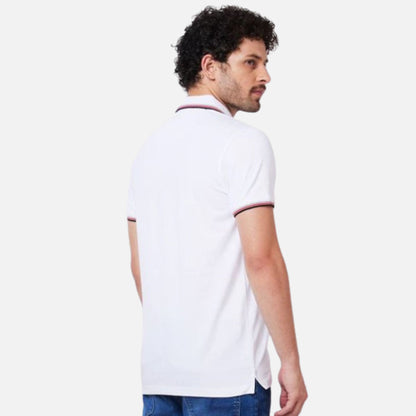 Polo Collar Half Sleeves White For Men