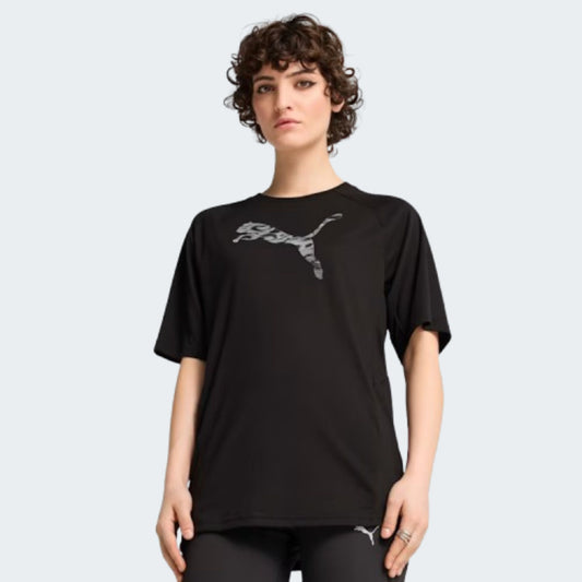Black EVOSTRIPE Women's Relaxed Fit Tee