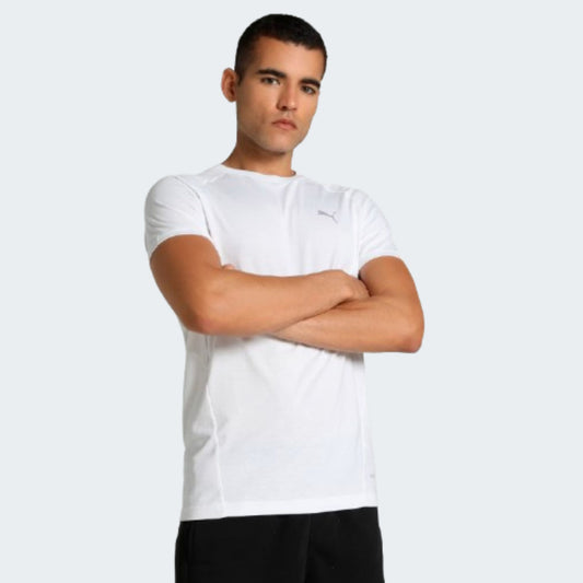 White EVOSTRIPE Men's Slim Fit Tee