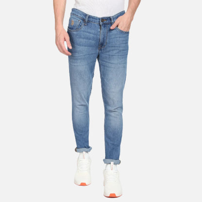 Mid Rise Stone Wash Jeans