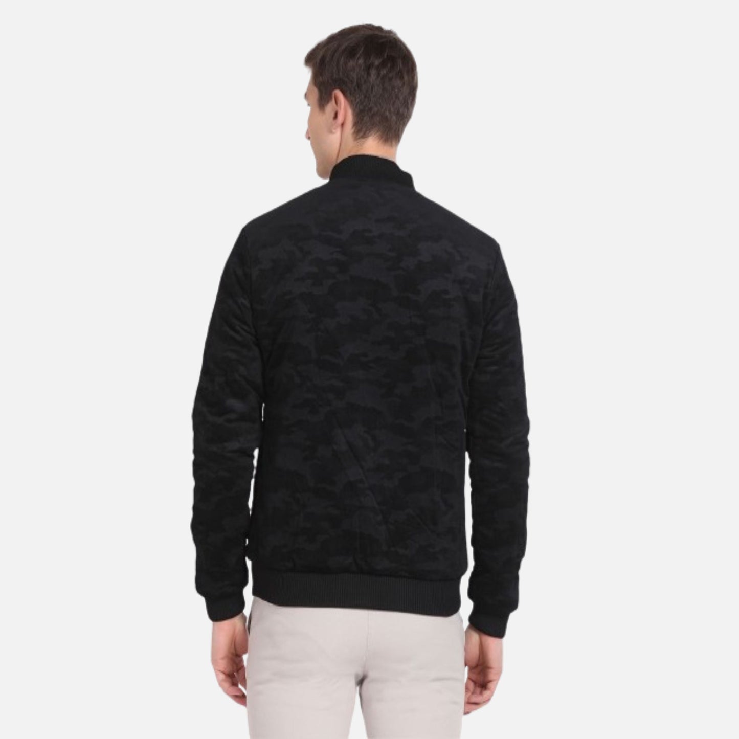 Stand Collar Solid Bomber Jacket