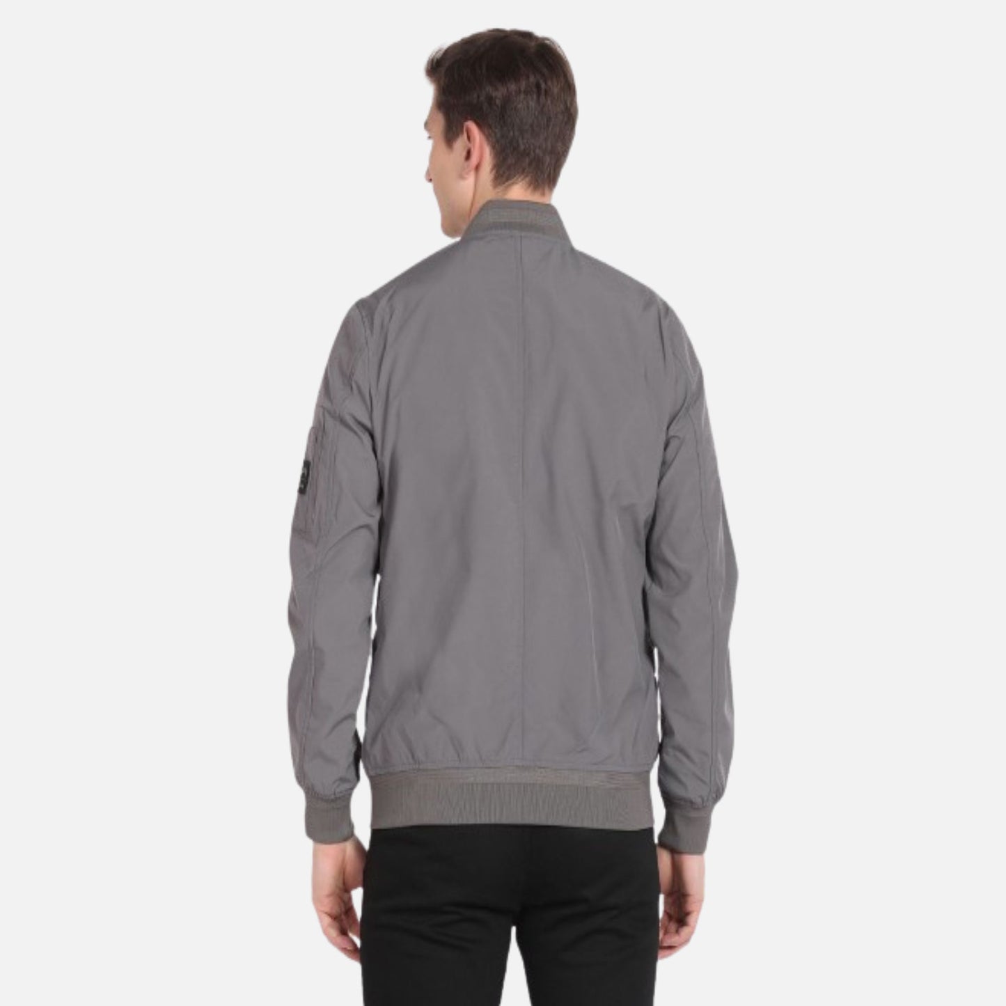 Stand Collar Solid Bomber Jacket